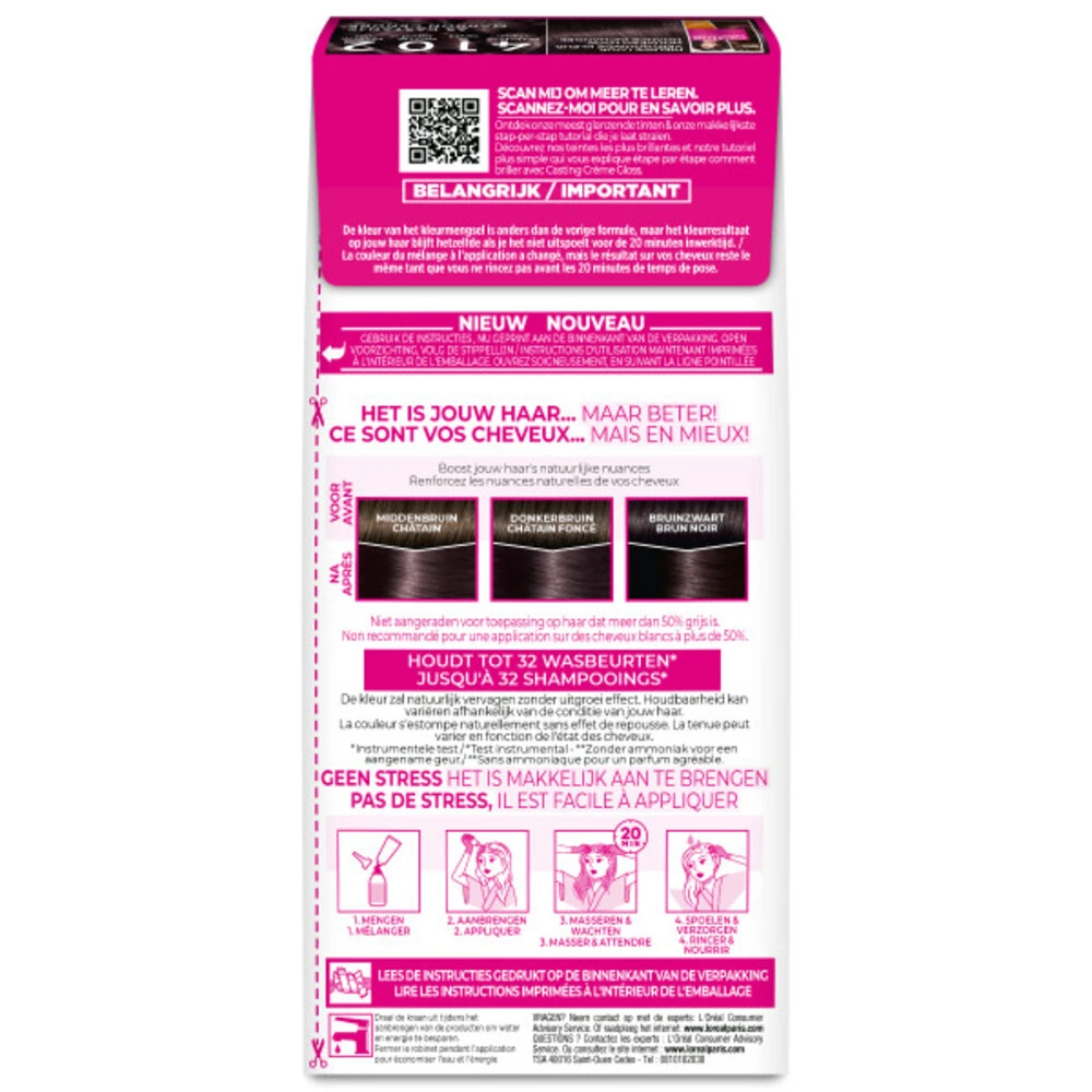 L'Oreal Lu0027Oréal Casting Crème Gloss Haarkleuring 4102 Parelmoer Kastanjebruin - Afbeelding 2