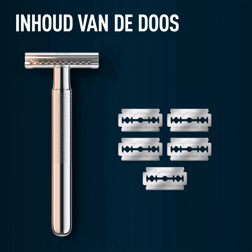 King C. Gillette Double Edge Safety Razor Houder En Scheermesjes - Afbeelding 4