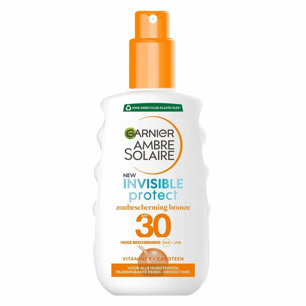 Garnier Ambre Solaire Invisible Protect Refresh Transparante Bronze Zonnebrandspray SPF 30 Vitamine E & Aloë Vera