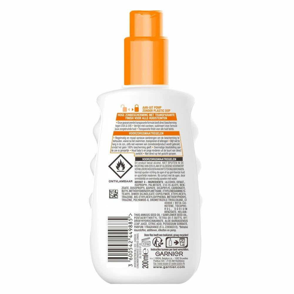 Garnier Ambre Solaire Invisible Protect Refresh Transparante Bronze Zonnebrandspray SPF 30 Vitamine E & Aloë Vera - Afbeelding 2