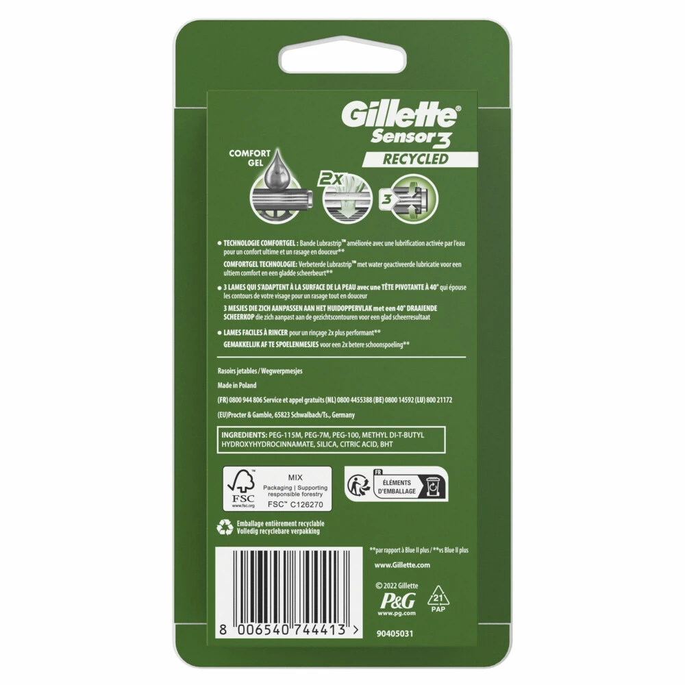 Gillette® Gillette Wegwerpmesjes Sensor3 Recycled - Afbeelding 2