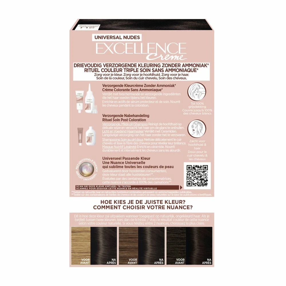 L'Oreal Lu0027Oréal Excellence Creme Universal Nudes 2U Universeel Zeer Donkerbruin - Afbeelding 2
