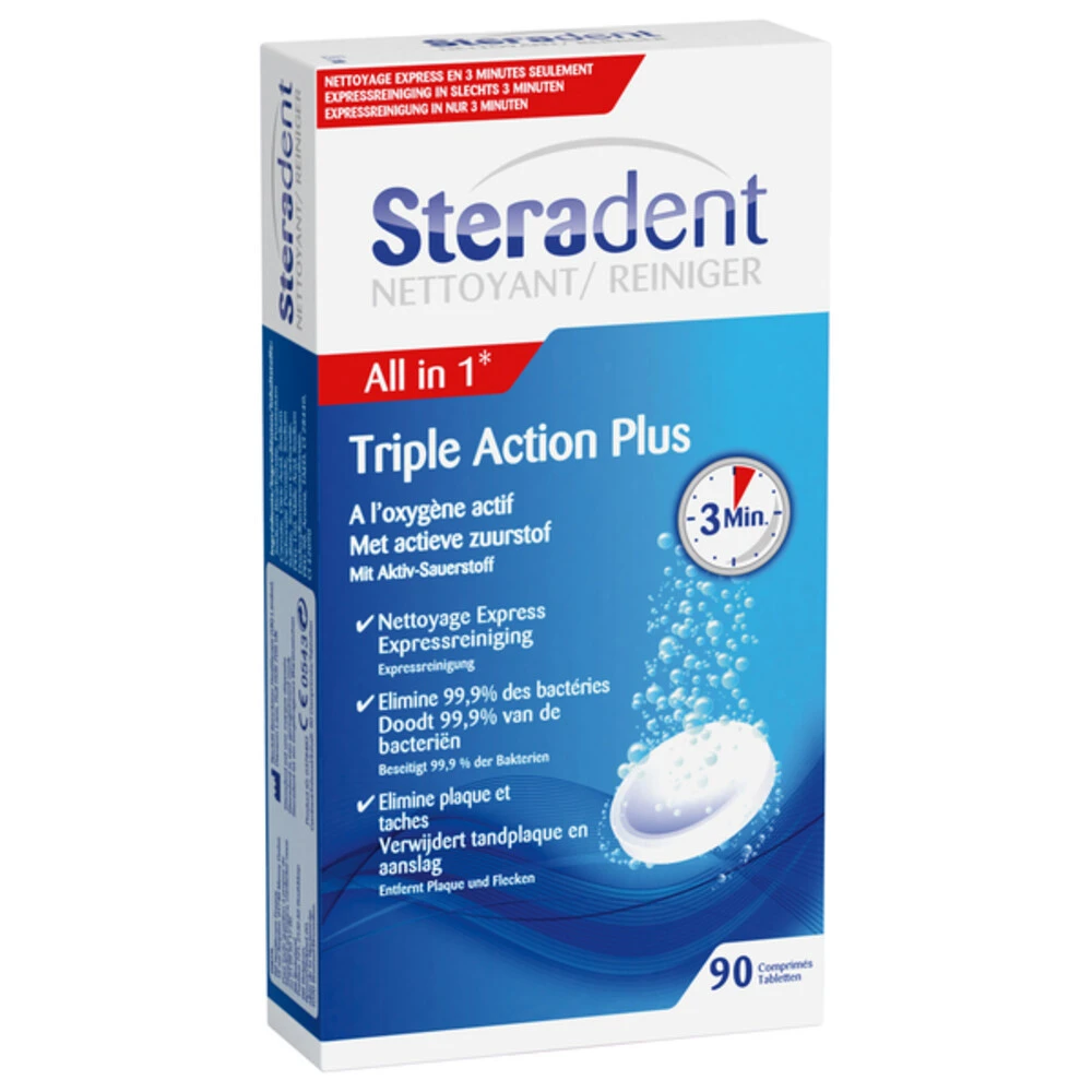 4x Steradent Triple Action Plus Kunstgebit Reiniger - Afbeelding 4
